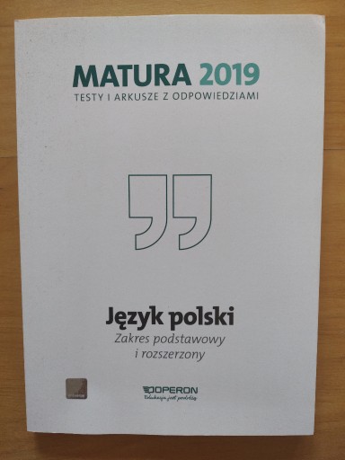 Zdjęcie oferty: Matura 2019 Język polski testy i arkusze Operon