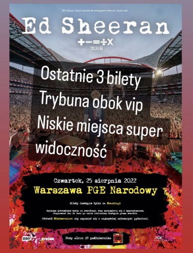 Zdjęcie oferty: Bilety na koncert Ed Sheerana Warszawa 25.08.22