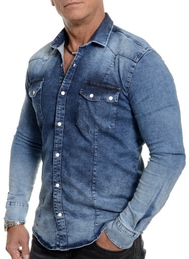 Zdjęcie oferty: Męska koszula dżinsowa niebieska,gruba bawełna XL