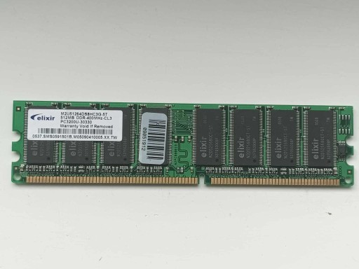 Zdjęcie oferty: Pamięć RAM 512MB DDR 400Mhz firmy ELIXIR CL 3