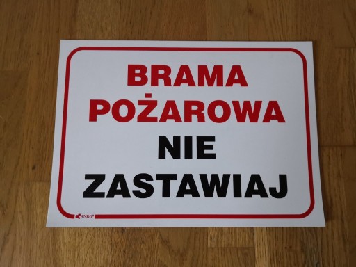 Zdjęcie oferty: Tablica Znak BHP Brama Pożarowa 25x35cm