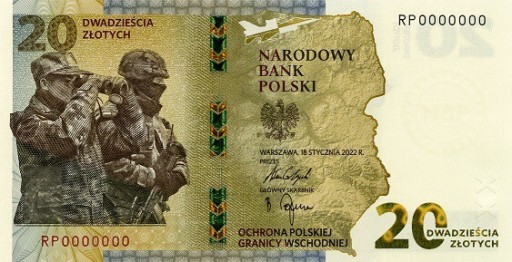 Zdjęcie oferty: Banknot NBP 20 zł Ochrona polskiej granicy +folder