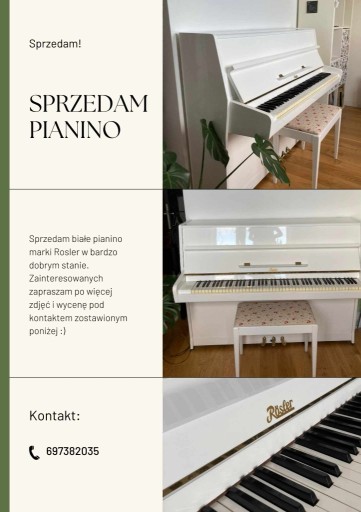 Zdjęcie oferty: Sprzedam białe pianino marki Rosler