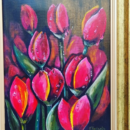Zdjęcie oferty: Obraz czerwone tulipany 40cm Bączkowska Katarzyna 
