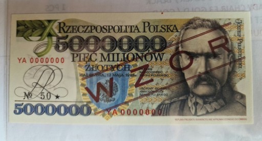 Zdjęcie oferty: BANKNOT REPLIKA 5.000.000 ZLOTYCH WZOR 12.05.1995