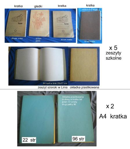 Zdjęcie oferty: 5 x zeszyty kratka, linia i 2 bruliony A4 kratka