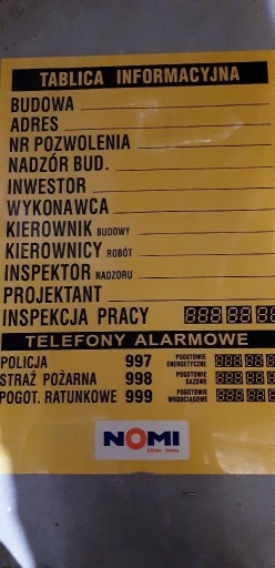 Zdjęcie oferty: Tablica budowlana