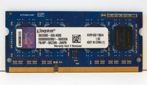 Zdjęcie oferty: RAM DDR3 SODIMM Kingstone 4GB (KVR16LS114)