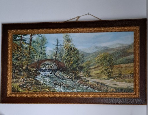 Zdjęcie oferty: Pejzaż - Olej na płótnie - Syg.117 x 67 cm. ANTYK