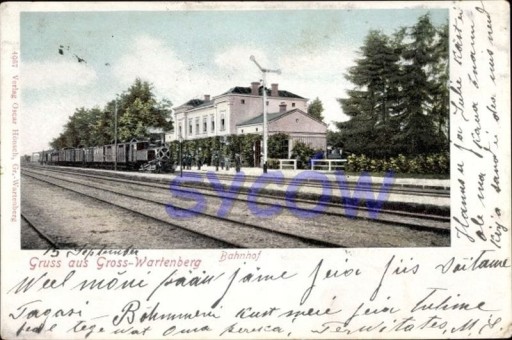 Zdjęcie oferty: SYCÓW Gross Wartenberg dworzec peron pociąg 1904