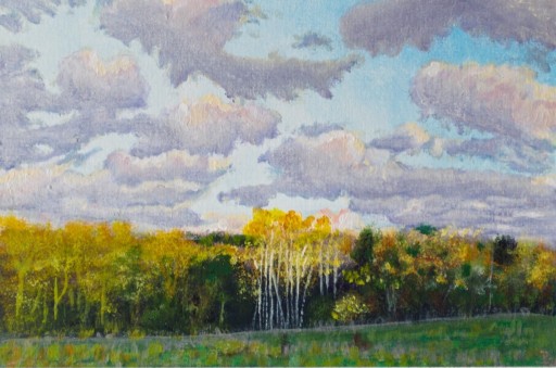 Zdjęcie oferty: Obraz ręcznie malowany pejzaż jesienny las