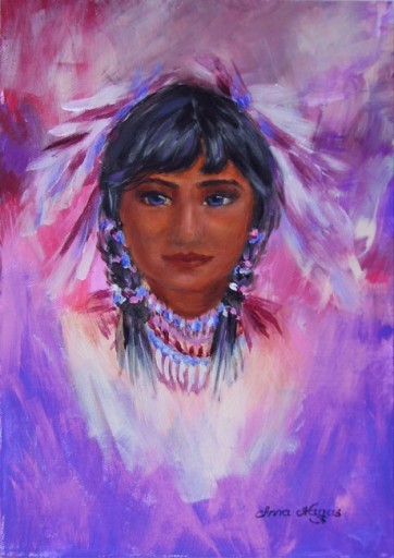 Zdjęcie oferty: Niebieskooka Indianka Obraz Akryl ręcznie malowany