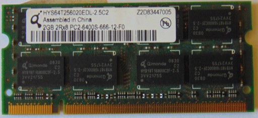 Zdjęcie oferty: Pamięć RAM DDR2 2GB QIMONDA 800MHz SO-DIMM