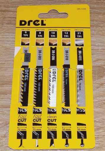 Zdjęcie oferty: Brzeszczoty do wyrzynarki z uchwytem typu U zestaw 5 szt. DREL
