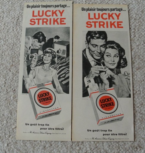 Zdjęcie oferty: Bardzo rzadkie stare reklamy LUCKY STRIKE z 1962 r