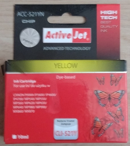 Zdjęcie oferty: Tusz ActiveJet yellow CLI-521Y