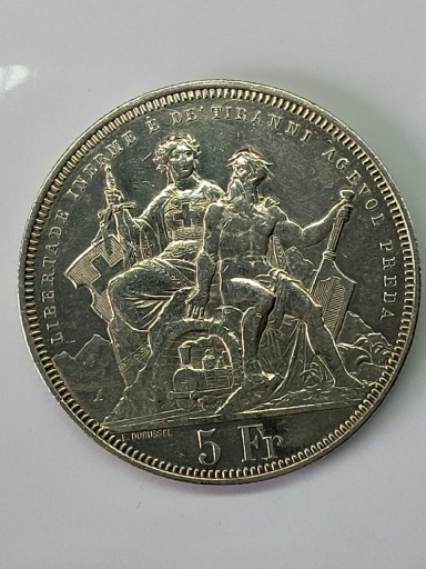 Zdjęcie oferty: 1883 Szwajcaria srebrnych 5 franków Lugano