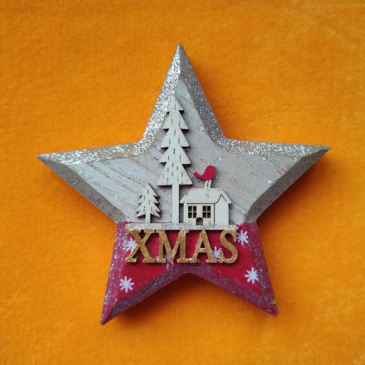Zdjęcie oferty: Gwiazda drewniana świąteczna dekoracja ozdoba 
