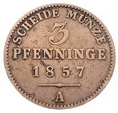 Zdjęcie oferty: 3 Pfenninge 1857 A - PRUSY