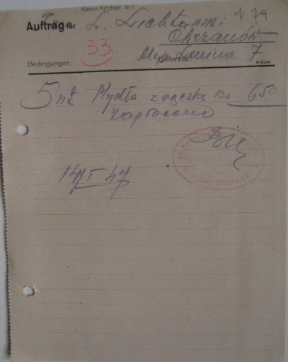 Zdjęcie oferty: Kraków niemiecki druk Autrage fur rachunek 1947