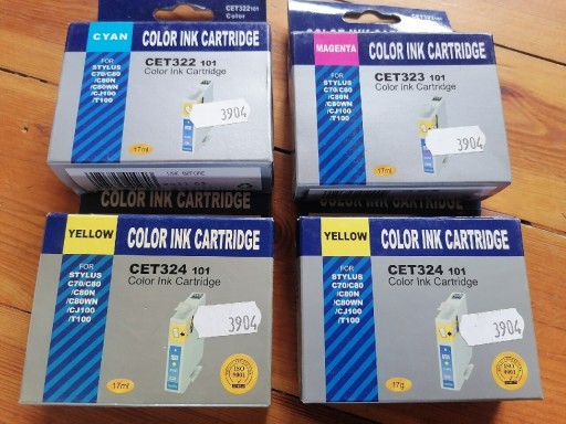 Zdjęcie oferty: Epson stylus c70 c80 cj100 T100 4 szt CMY+Y