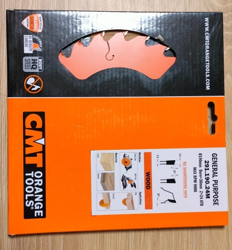 Zdjęcie oferty: PIŁA TARCZOWA DO DREWNA fi 190 CMT 291.190.24M