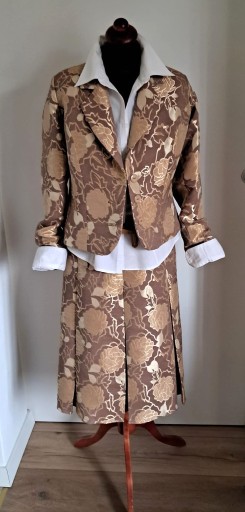 Zdjęcie oferty: Złoto-brązowy kostium vintage floral S/M