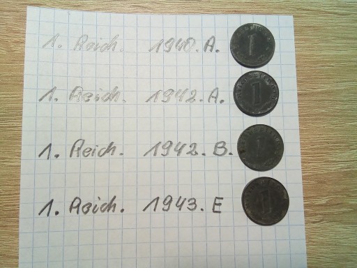 Zdjęcie oferty: 1.Reichspfennig .1940.A.1942.A.1942.B.1943.E.