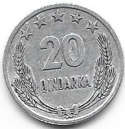 Zdjęcie oferty: Albania 20 Qindarka 1964