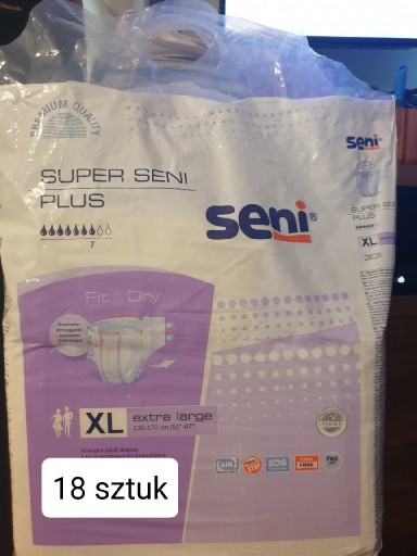 Zdjęcie oferty: Super Seni Plus pieluchomajtki XL dorosły 18 szt.