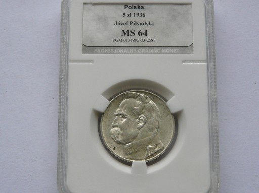 Zdjęcie oferty: 5zł  1936 Piłsudski grading PGM MS64 