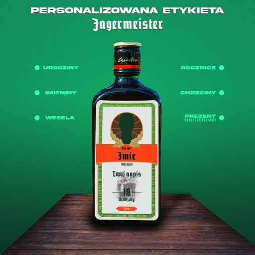 Zdjęcie oferty: Personalizowana etykieta na butelkę Jagermeister