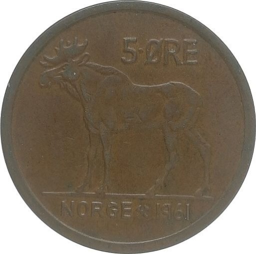 Zdjęcie oferty: Norwegia 5 ore 1961, KM#405