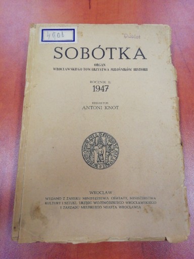 Zdjęcie oferty: Sobótka rocznik II 1947 red. Antoni Knot
