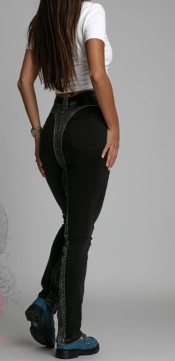 Zdjęcie oferty: Spodnie jeansowe z czarnymi wstawkami ala mugler