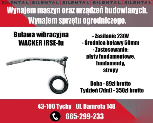 Zdjęcie oferty: Wynajem buławy wibracyjnej WACKER IRSE-fu