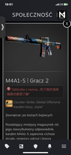 Zdjęcie oferty: Skin CS:GO M4A1-S | Gracz 2