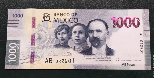 Zdjęcie oferty: Meksyk 1000 pesos 2019 UNC