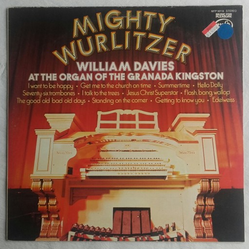 Zdjęcie oferty: Na potężnych organach Wurlitzer gra William Davies, winyl Anglia 1974 r.