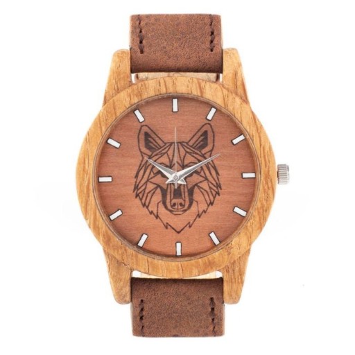 Zdjęcie oferty: Drewniany nowy zegarek z motywem wilka. Unisex
