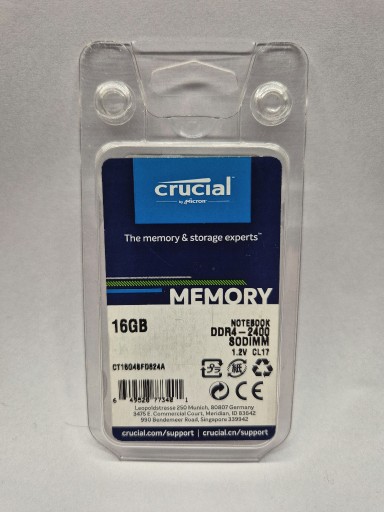 Zdjęcie oferty: Pamięć RAM SODIMM DDR4 Crucial 16GB CL17 nowa gwarancja
