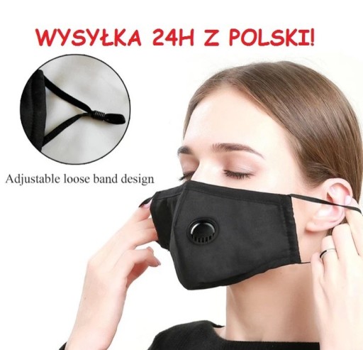 Zdjęcie oferty: MASKA Z FILTREM P.M 2.5 ZAWÓR CZARNA WYSYŁKA 24 PL