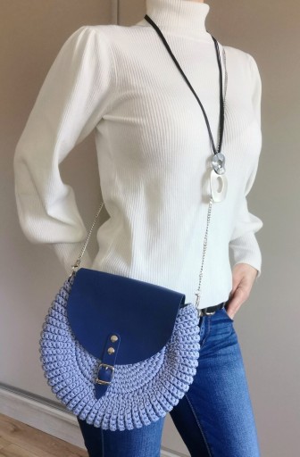 Zdjęcie oferty: Ręcznie robiona artystyczna torebka damska, błękit i granat, boho etno folk