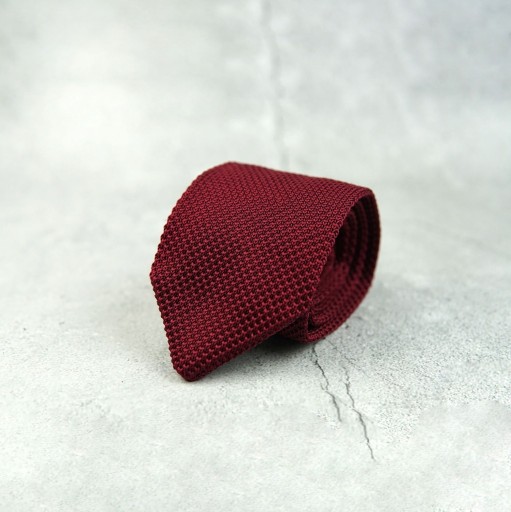 Zdjęcie oferty: NOWY krawat dziergany bordowy czerwony knit boho
