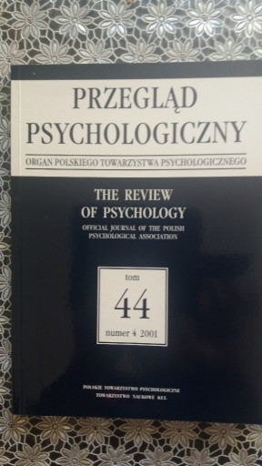 Zdjęcie oferty: Przegląd Psychologiczny tom 44 numer 4 2001