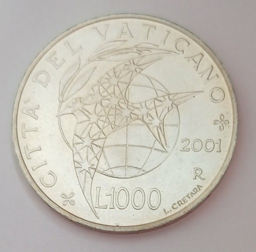 Zdjęcie oferty: Watykan - Jan Paweł II - 1000 lirów 2001r. Srebro