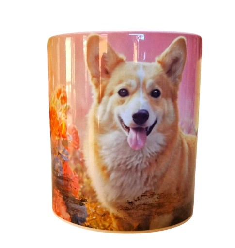 Zdjęcie oferty: welsch corgi i kwiaty-kubek 330 ml