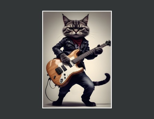 Zdjęcie oferty: Plakat kot gitarzysta do salonu - 70x100 cm