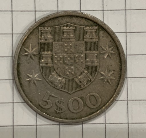 Zdjęcie oferty: 5$00 escudo - moneta republika portugalska 1976r