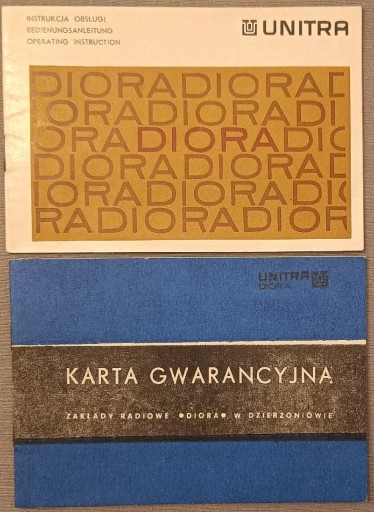 Zdjęcie oferty: UNITRA DIORA ZGZ-20/4-H2 instrukcja i gwarancja.